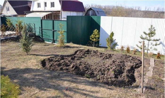 Декоративный пруд во дворе дома
