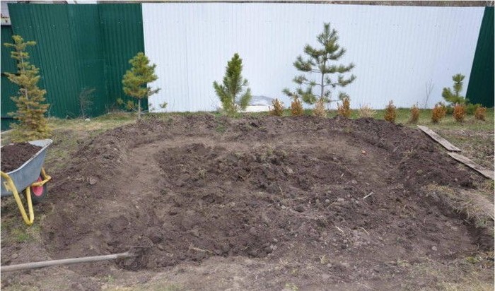 Декоративный пруд во дворе дома