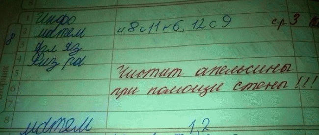 Смешные записи в дневниках школьников (50 фото)