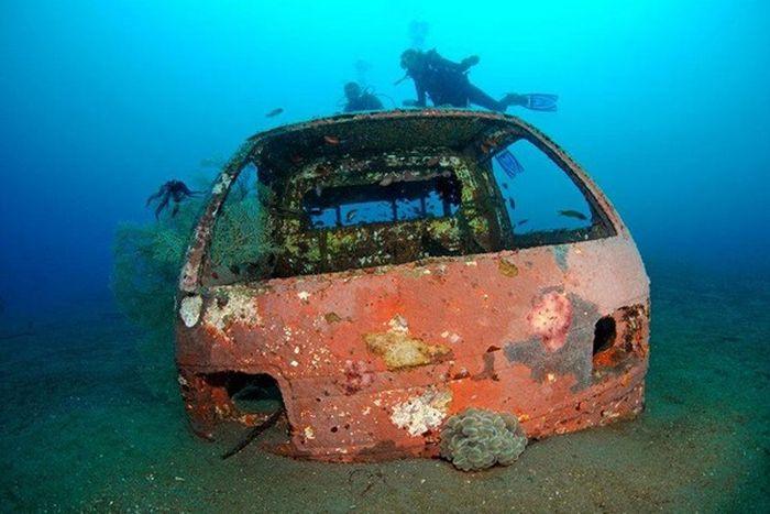 Рифы из затопленных автомобилей (28 фото)