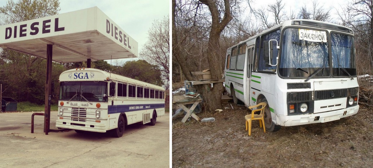 Дом на колесах из старого автобуса, русская версия