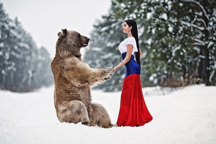Новая фотосессия с девушкой и медведем