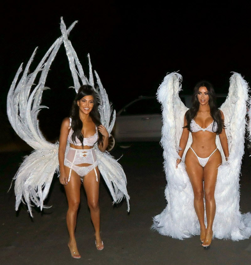 Ким Кардашян с сестрами в образе Ангелов Victoria's Secret