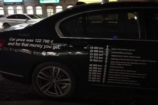 Разочарованный владелец BMW 7-й серии расписал все поломки на кузове своего авто
