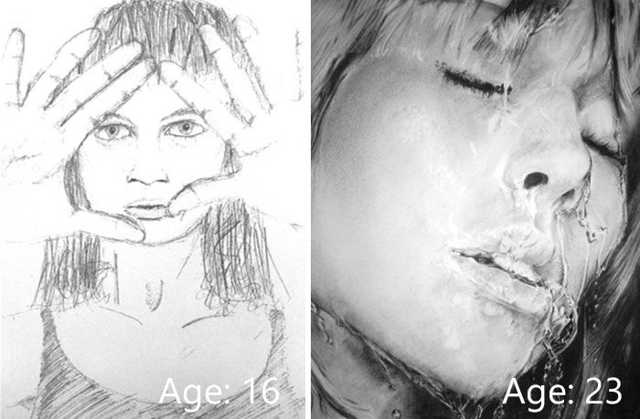 Рисунки одних и тех же художников с разницей в несколько лет