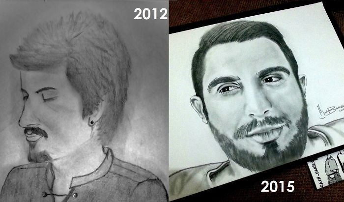 Рисунки одних и тех же художников с разницей в несколько лет