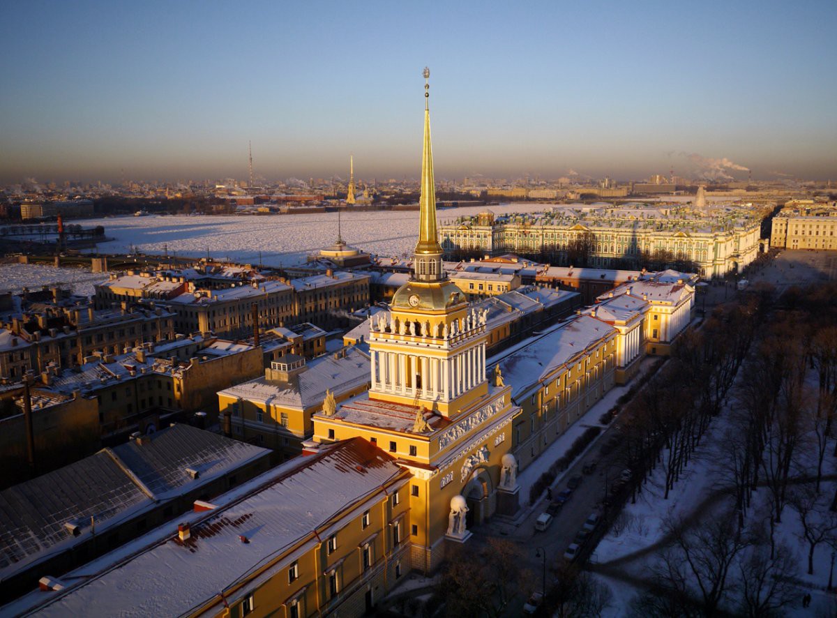 Красная площадь и Эрмитаж с высоты птичьего полёта