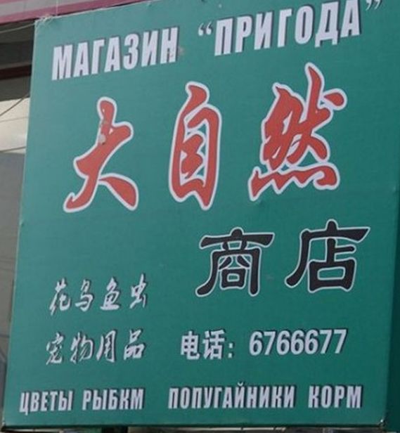 Нелепые вывески на русском языке в Китае