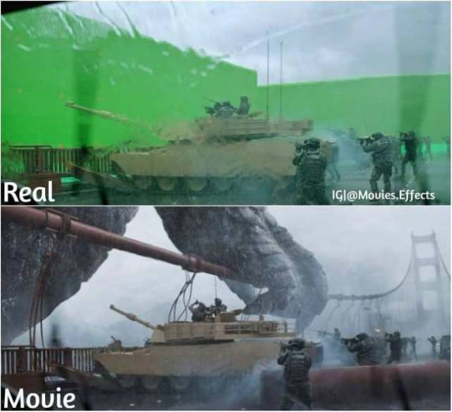 Современные кинофильмы до и после добавления компьютерной графики