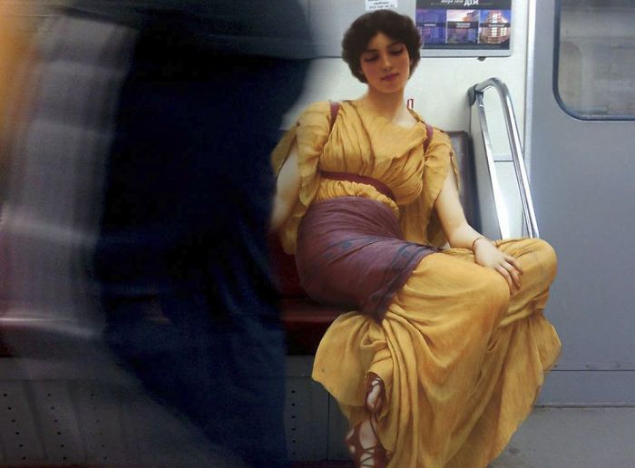 Герои известных картин на фотографиях обычных мест