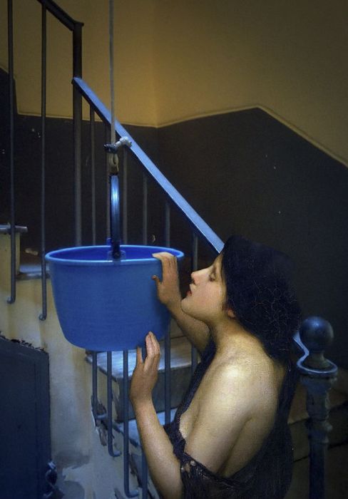 Герои известных картин на фотографиях обычных мест