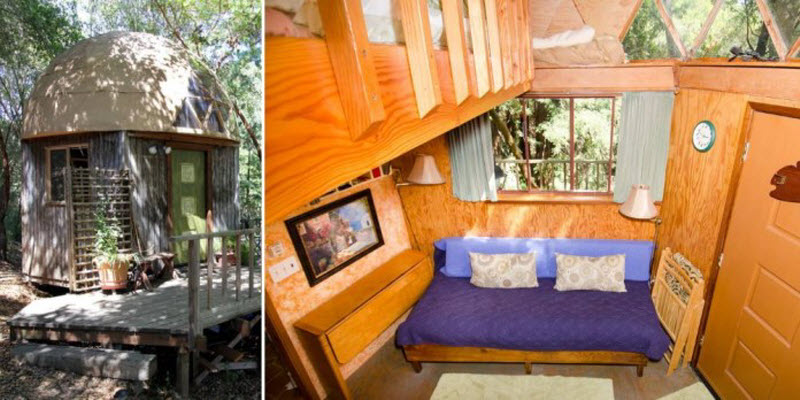 Внутри домика-гриба — самого популярного объекта, сдаваемого в аренду на Airbnb