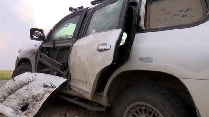 Изрешеченный боевиками ИГИЛ автомобиль ВМС США