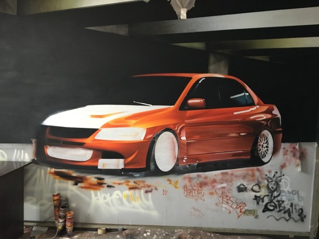 Реалистичный рисунок спорткара Mitsubishi Lancer Evo