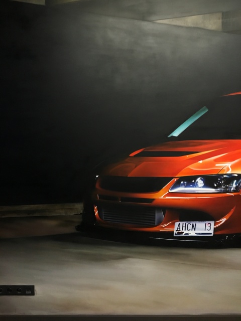 Реалистичный рисунок спорткара Mitsubishi Lancer Evo