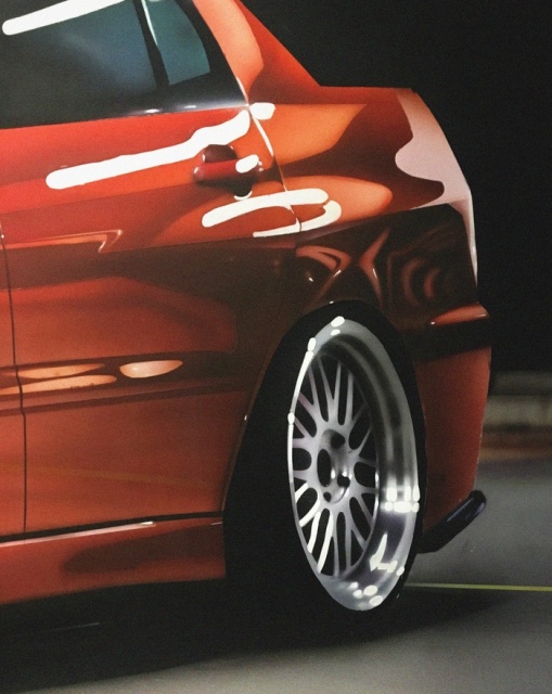 Реалистичный рисунок спорткара Mitsubishi Lancer Evo