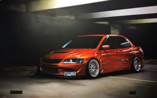 Реалистичный рисунок спорткара Mitsubishi Lancer Evo