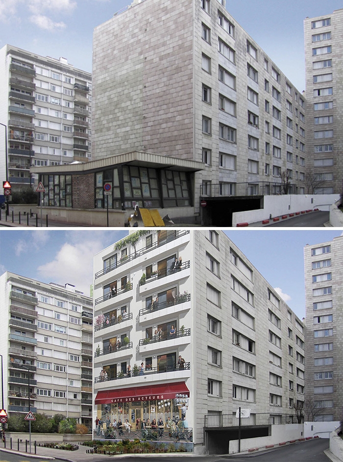 Французский художник превращает скучные стены города в яркие полотна полные жизни