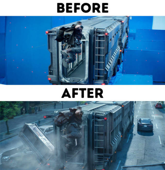 Современные кинофильмы "до и после" добавления спецэффектов