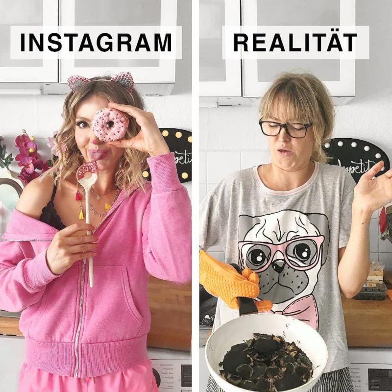 Девушка стебется над идеальными фоточками из Инстаграма
