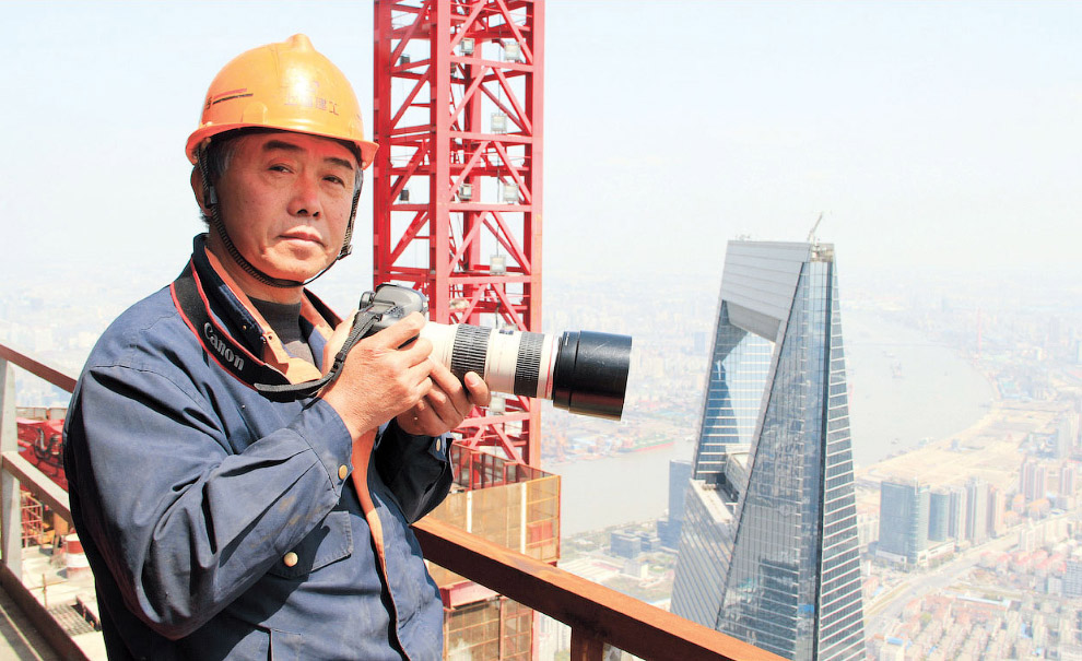 Шанхай с высоты башенного крана