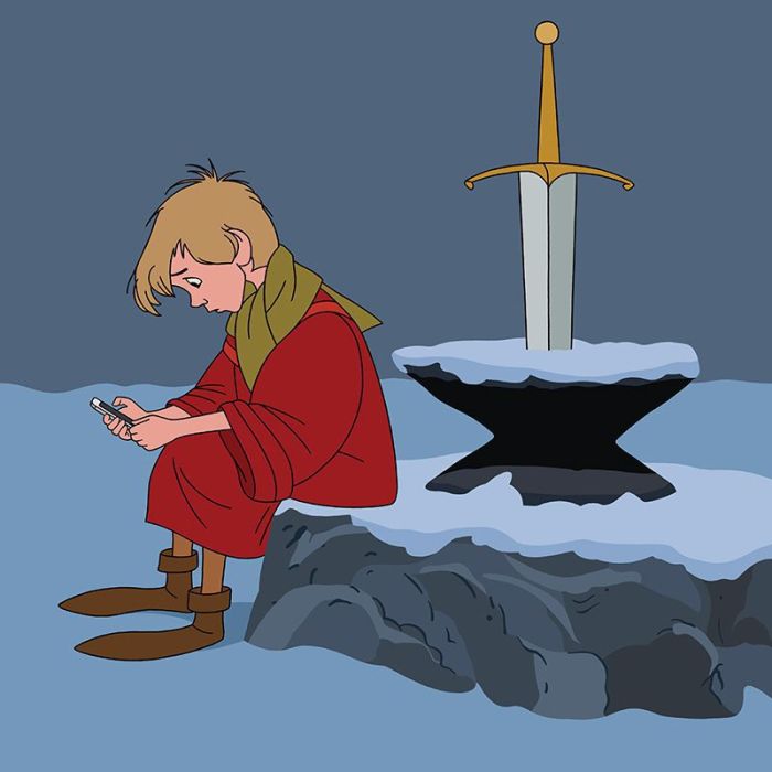 Даже волшебные ковры нужно чистить. Художник перенёс диснеевских персонажей в 2017 год, и у них всё плохо