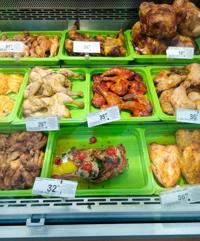 Сколько дней на прилавке магазина может пролежать жареная курица?