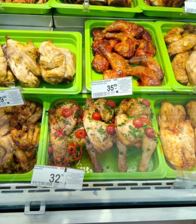 Сколько дней на прилавке магазина может пролежать жареная курица?