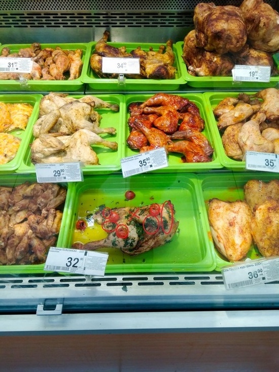 Сколько дней на прилавке магазина может пролежать жареная курица?