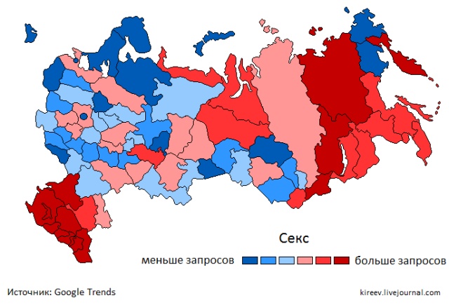 Население каких российских городов наиболее часто ищет в сети "взрослый контент"