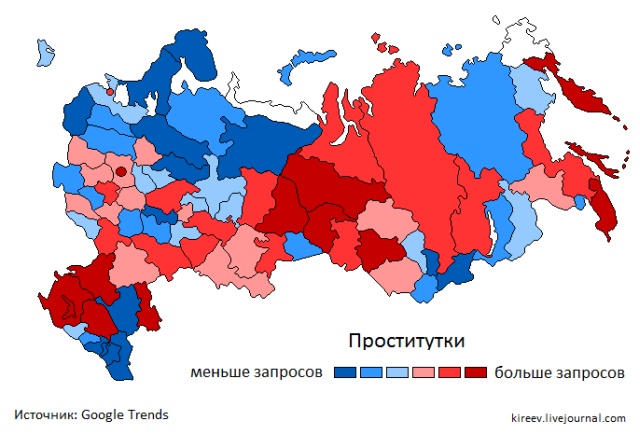 Население каких российских городов наиболее часто ищет в сети "взрослый контент"