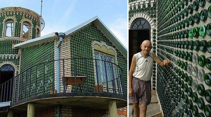 Дача украинского умельца, построенная из пустых бутылок Дача украинского умельца, построенная из пустых бутылок