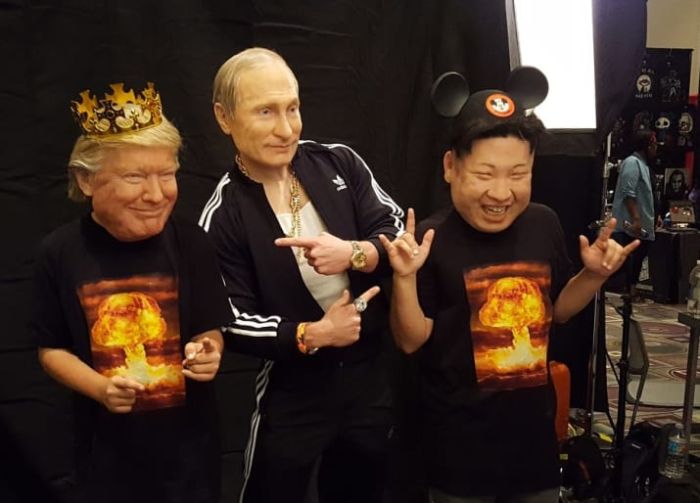 Гиперреалистичные маски Владимира Путина, Дональда Трампа и Ким Чен Ына