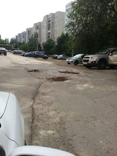 В Саратове ямы на дороге засыпали фигурками котов
