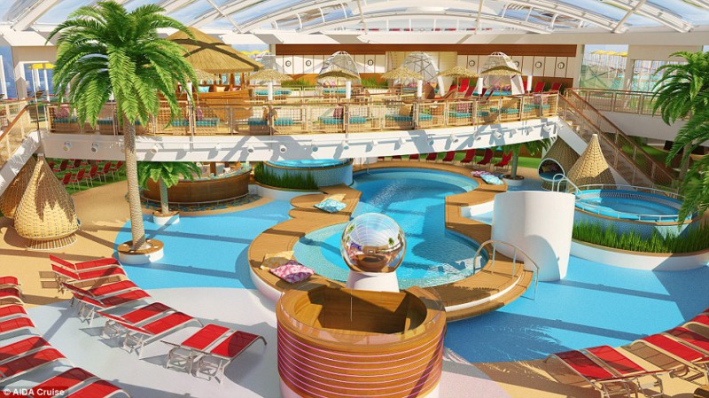 В Германии спустили на воду роскошный лайнер с полем для гольфа, аквапарком и 17 ресторанами В Германии спустили на воду роскошный лайнер с полем для гольфа, аквапарком и 17 ресторанами