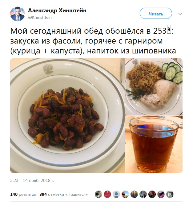 Обновленное меню столовой Госдумы