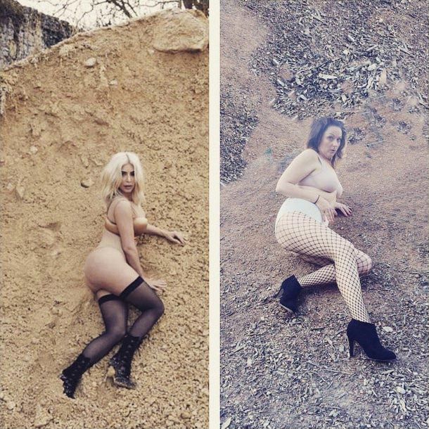 Девушка пародирует фотографии знаменитостей, чтобы показать насколько они нелепые