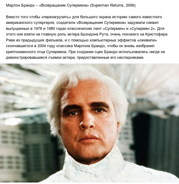 Омоложенные и даже мёртвые актеры снимаются в кино