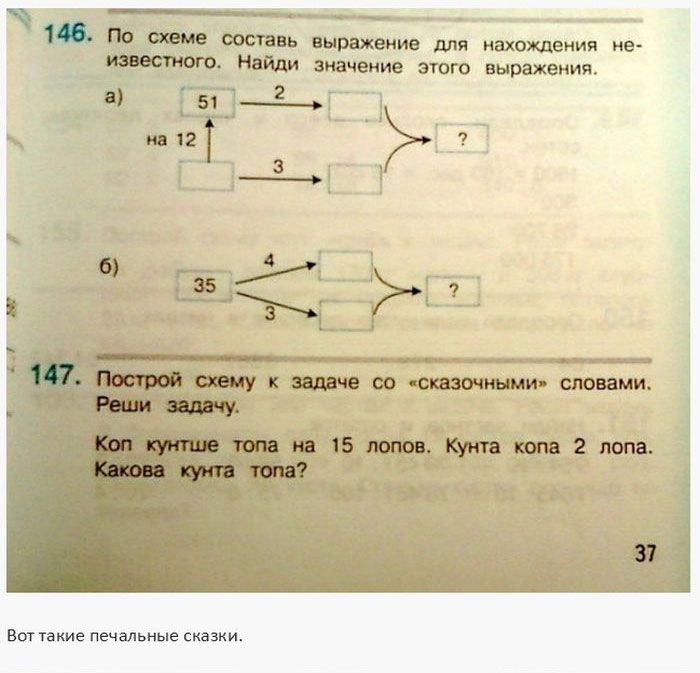 Идиотизмы и странные задания в школьных учебниках