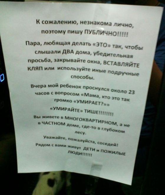 Забавные объявления в наших подъездах