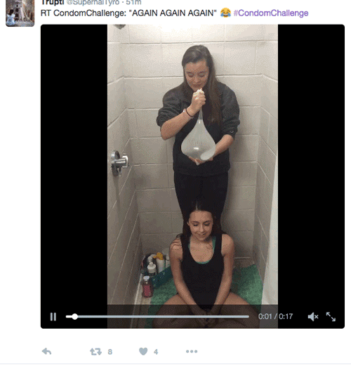 В сети появился новый флешмоб Condom Challenge с наполненным водой презервативом