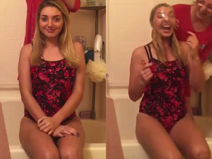 В сети появился новый флешмоб Condom Challenge с наполненным водой презервативом