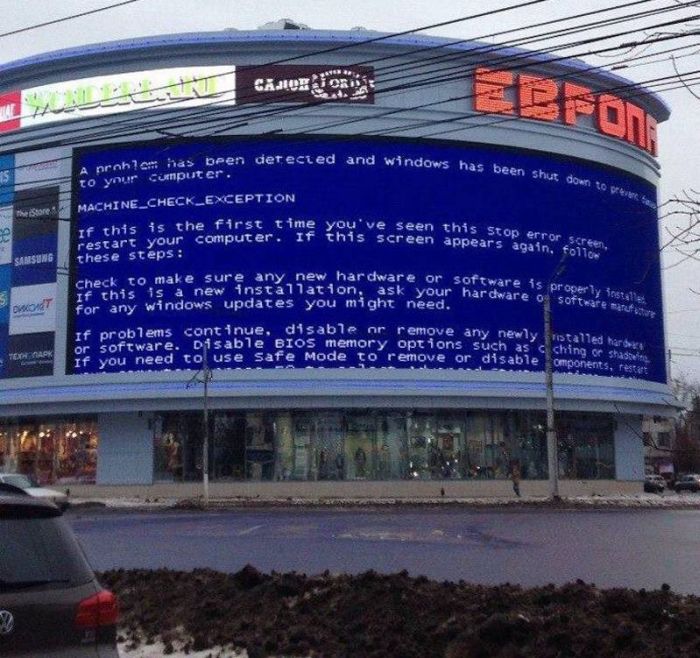 «Синий экран смерти» в самых необычных местах