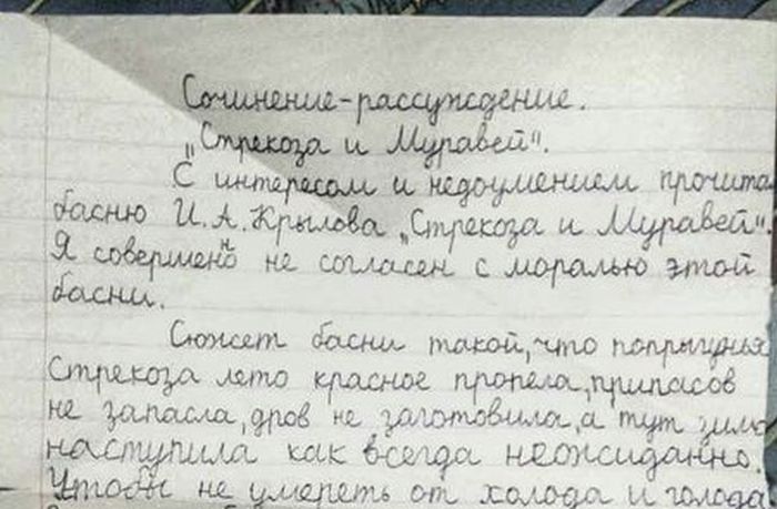 Сочинение-рассуждение ученика начальной школы о басне Крылова «Стрекоза и муравей»