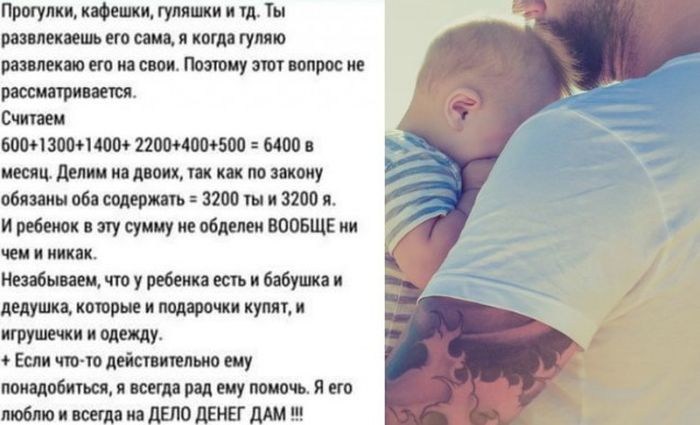 Отец подсчитал, что на содержание ребенка достаточно 3200 рублей в месяц