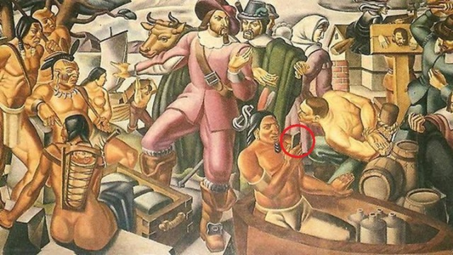 На фреске 1937 года обнаружили индейца со смартфоном    