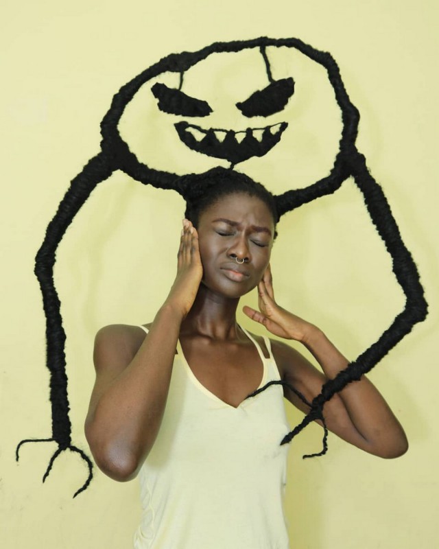 Необычные "прически" Летиции Кай из Кот-д’Ивуара