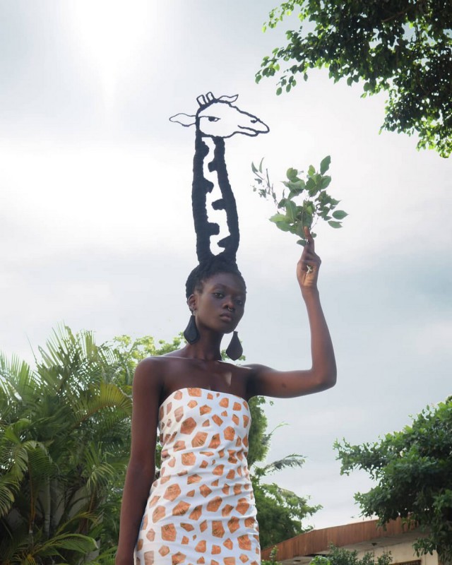 Необычные "прически" Летиции Кай из Кот-д’Ивуара