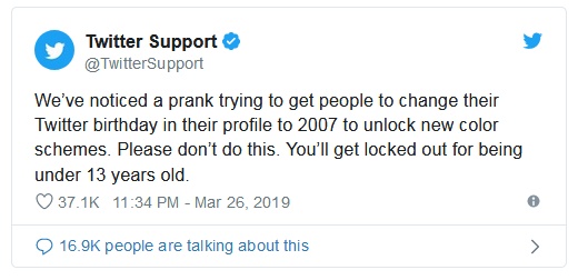 После флешмоба в Twitter со сменой даты рождения, множество аккаунтов были заблокированы