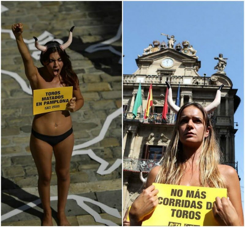 Полуголый протест против корриды